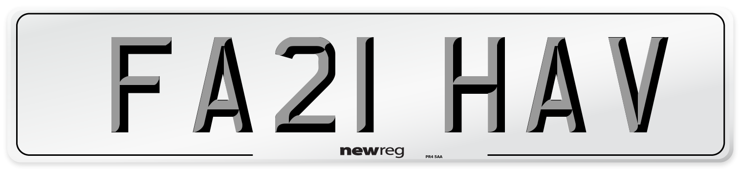 FA21 HAV Number Plate from New Reg